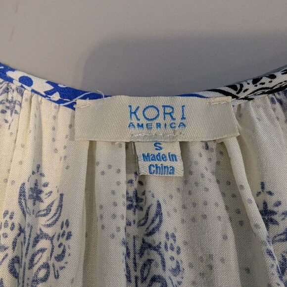 Kori America Drop Waist Dress, Size S, Blue with floral design - Picture 2 of 9